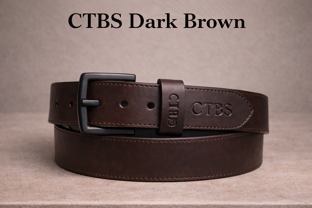 CTBS Handmade Leather Belt custom engraved — Called To Be Saints dark brown